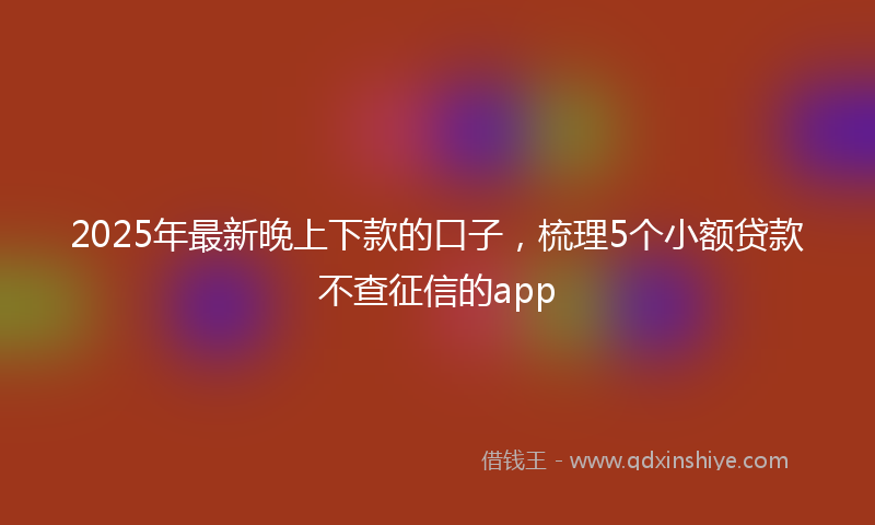 2025年最新晚上下款的口子，梳理5个小额贷款不查征信的app