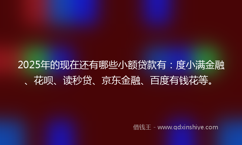 2025年的现在还有哪些小额贷款有：度小满金融、花呗、读秒贷、京东金融、百度有钱花等。