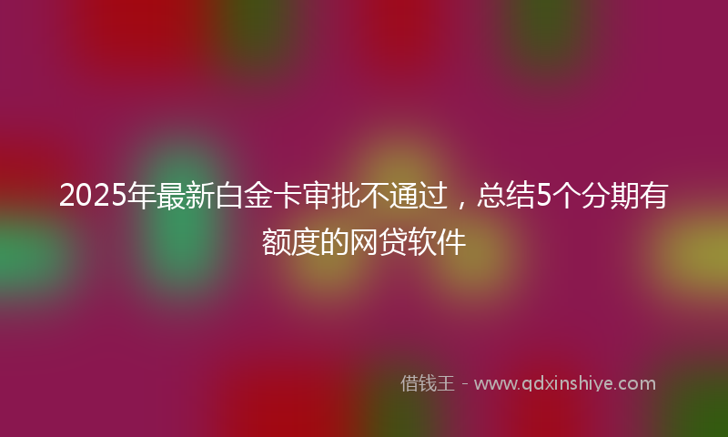 2025年最新白金卡审批不通过，总结5个分期有额度的网贷软件
