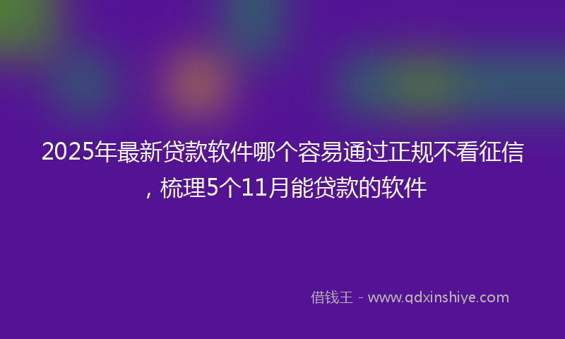2025年最新贷款软件哪个容易通过正规不看征信，梳理5个11月能贷款的软件