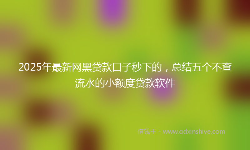 2025年最新网黑贷款口子秒下的，总结五个不查流水的小额度贷款软件