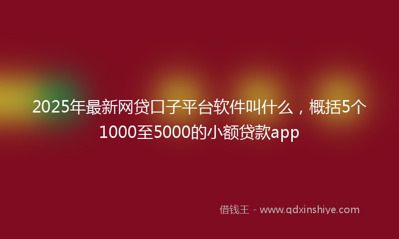 2025年最新网贷口子平台软件叫什么，概括5个1000至5000的小额贷款app