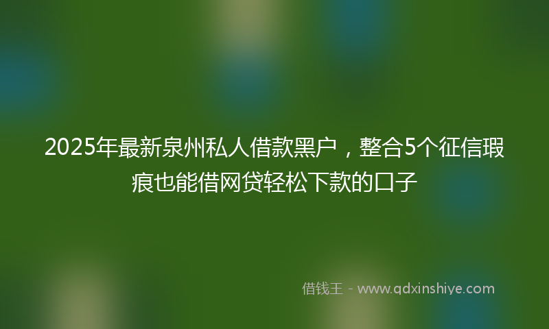 2025年最新泉州私人借款黑户，整合5个征信瑕疵也能借网贷轻松下款的口子
