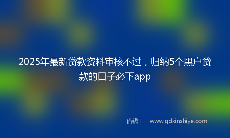 2025年最新贷款资料审核不过，归纳5个黑户贷款的口子必下app