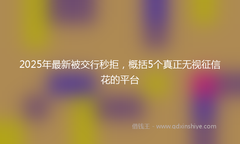 2025年最新被交行秒拒，概括5个真正无视征信花的平台