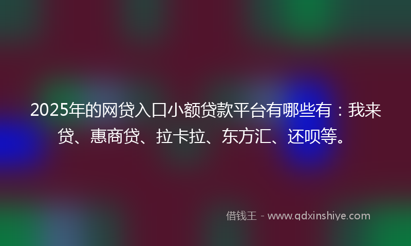 2025年的网贷入口小额贷款平台有哪些有：我来贷、惠商贷、拉卡拉、东方汇、还呗等。