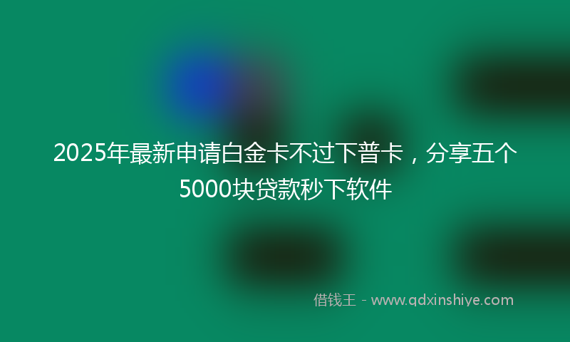 2025年最新申请白金卡不过下普卡，分享五个5000块贷款秒下软件