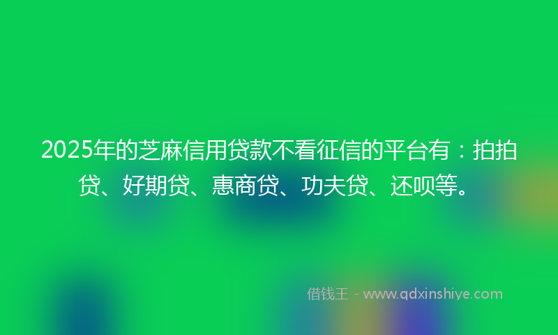2025年的芝麻信用贷款不看征信的平台有：拍拍贷、好期贷、惠商贷、功夫贷、还呗等。