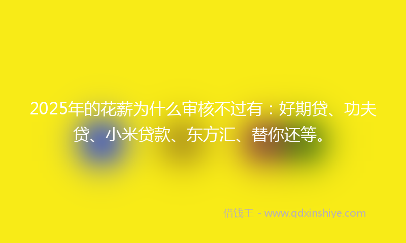 2025年的花薪为什么审核不过有：好期贷、功夫贷、小米贷款、东方汇、替你还等。