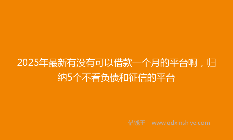 2025年最新有没有可以借款一个月的平台啊，归纳5个不看负债和征信的平台