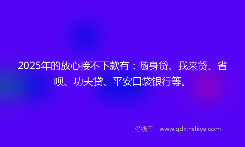 2025年的放心接不下款有：随身贷、我来贷、省呗、功夫贷、平安口袋银行等。