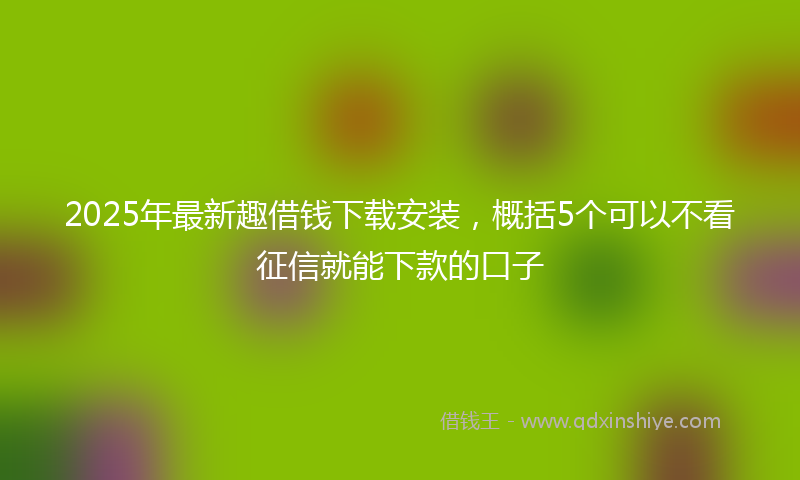 2025年最新趣借钱下载安装，概括5个可以不看征信就能下款的口子