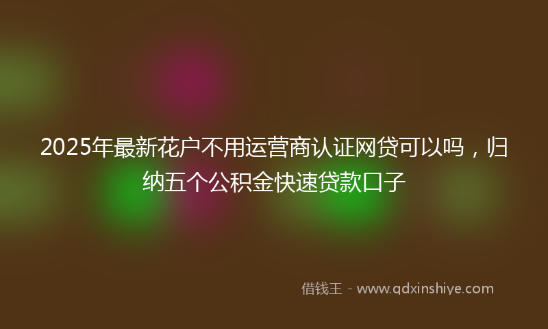 2025年最新花户不用运营商认证网贷可以吗，归纳五个公积金快速贷款口子