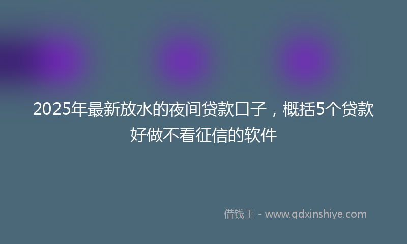 2025年最新放水的夜间贷款口子，概括5个贷款好做不看征信的软件