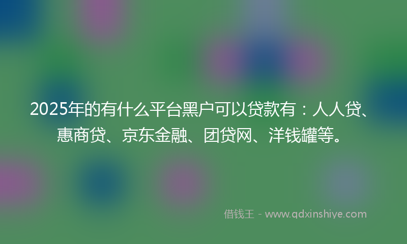 2025年的有什么平台黑户可以贷款有：人人贷、惠商贷、京东金融、团贷网、洋钱罐等。