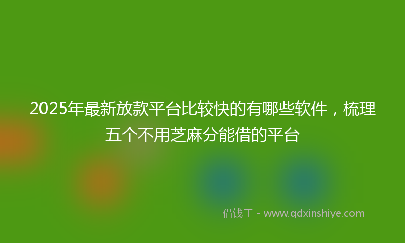 2025年最新放款平台比较快的有哪些软件，梳理五个不用芝麻分能借的平台