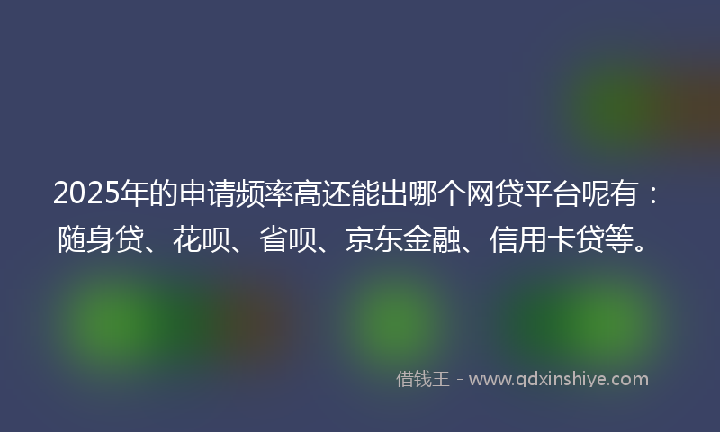 2025年的申请频率高还能出哪个网贷平台呢有：随身贷、花呗、省呗、京东金融、信用卡贷等。
