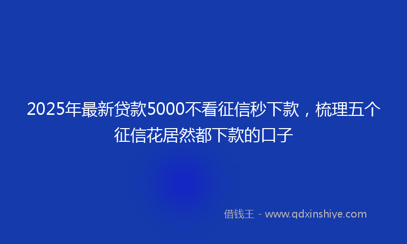 2025年最新贷款5000不看征信秒下款，梳理五个征信花居然都下款的口子