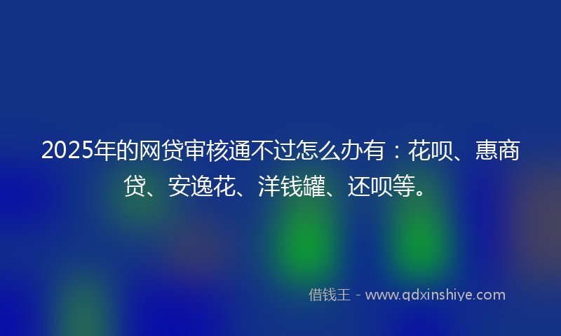 2025年的网贷审核通不过怎么办有：花呗、惠商贷、安逸花、洋钱罐、还呗等。