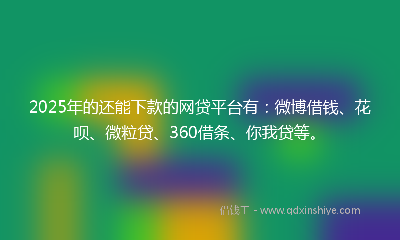 2025年的还能下款的网贷平台有：微博借钱、花呗、微粒贷、360借条、你我贷等。