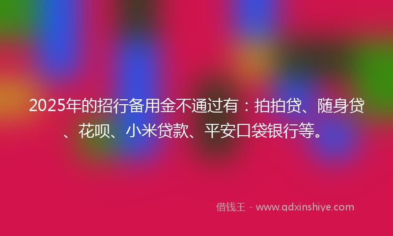 2025年的招行备用金不通过有：拍拍贷、随身贷、花呗、小米贷款、平安口袋银行等。