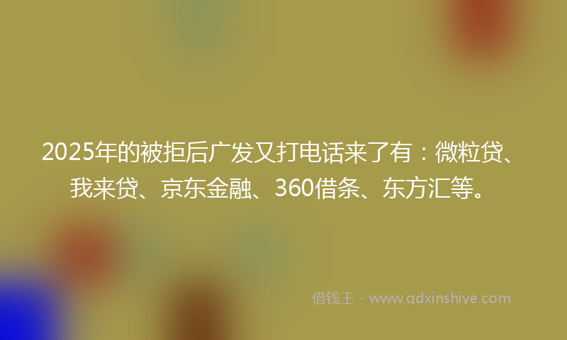 2025年的被拒后广发又打电话来了有：微粒贷、我来贷、京东金融、360借条、东方汇等。