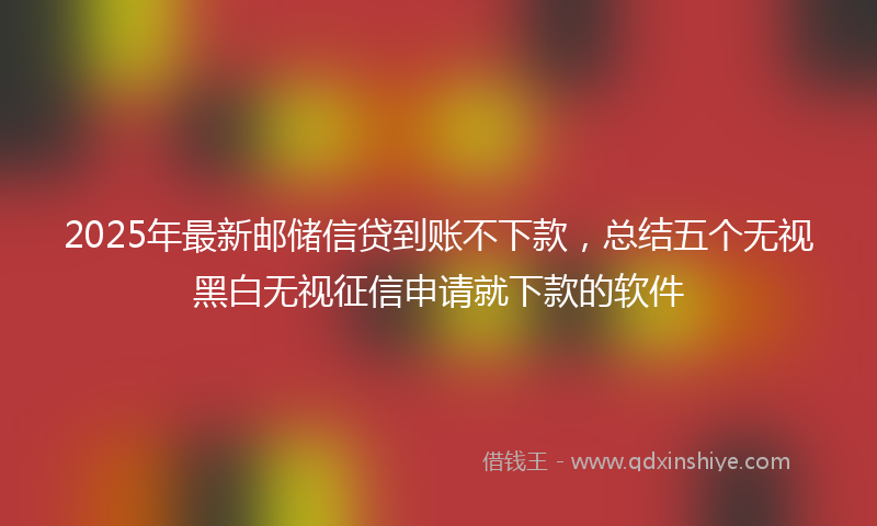 2025年最新邮储信贷到账不下款，总结五个无视黑白无视征信申请就下款的软件