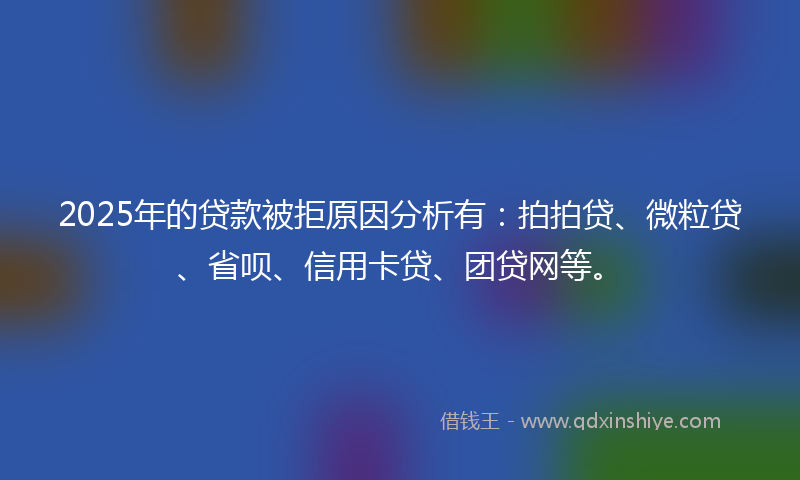 2025年的贷款被拒原因分析有：拍拍贷、微粒贷、省呗、信用卡贷、团贷网等。