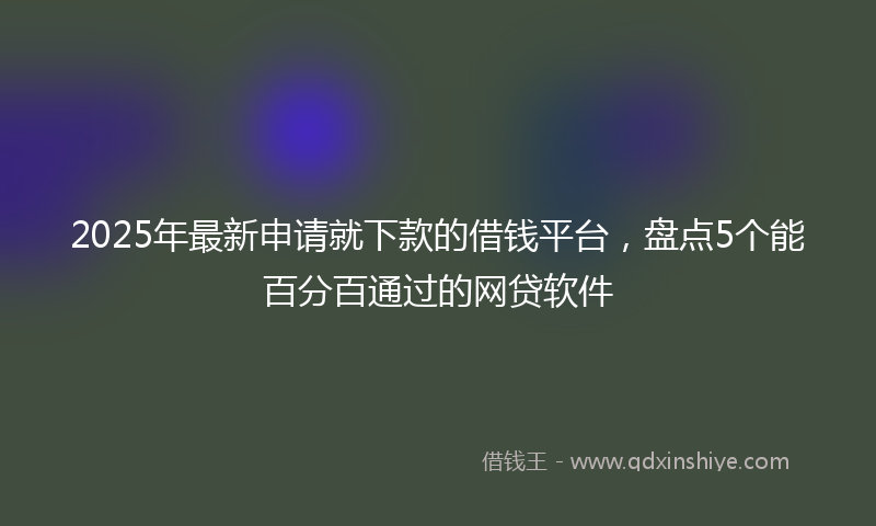 2025年最新申请就下款的借钱平台，盘点5个能百分百通过的网贷软件