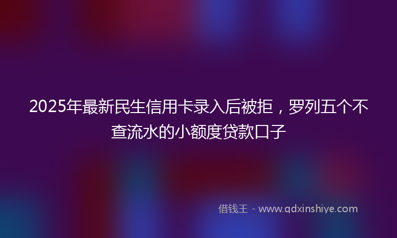 2025年最新民生信用卡录入后被拒，罗列五个不查流水的小额度贷款口子
