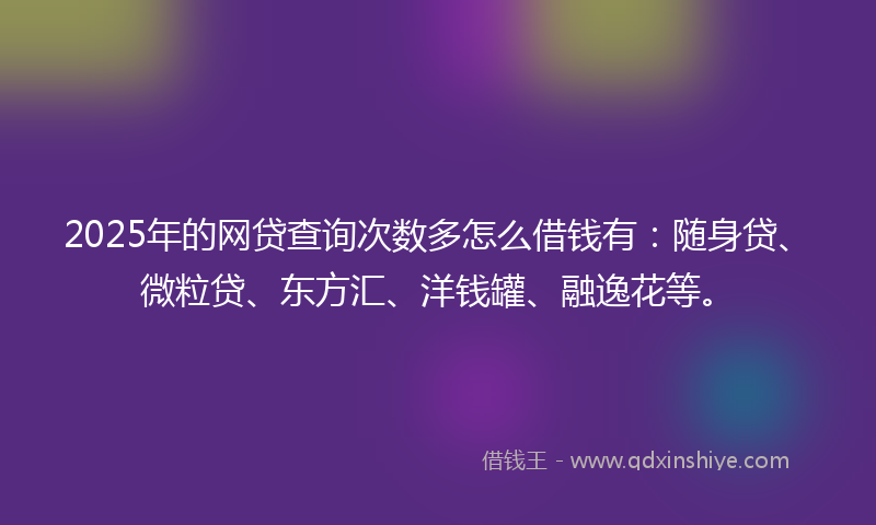 2025年的网贷查询次数多怎么借钱有：随身贷、微粒贷、东方汇、洋钱罐、融逸花等。