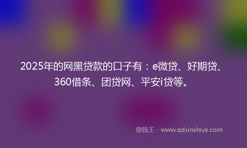 2025年的网黑贷款的口子有：e微贷、好期贷、360借条、团贷网、平安i贷等。