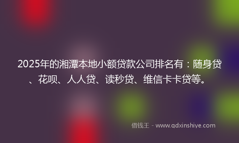 2025年的湘潭本地小额贷款公司排名有：随身贷、花呗、人人贷、读秒贷、维信卡卡贷等。