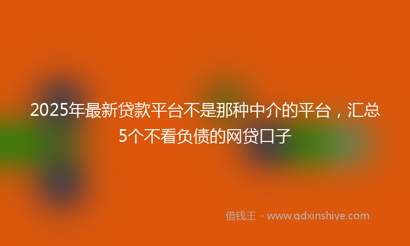 2025年最新贷款平台不是那种中介的平台，汇总5个不看负债的网贷口子