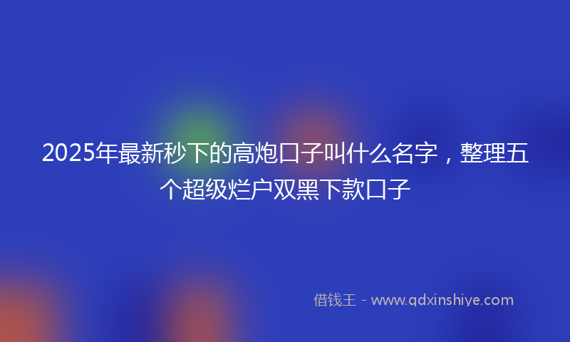 2025年最新秒下的高炮口子叫什么名字，整理五个超级烂户双黑下款口子