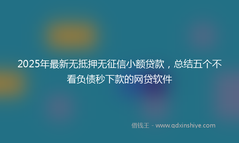 2025年最新无抵押无征信小额贷款，总结五个不看负债秒下款的网贷软件
