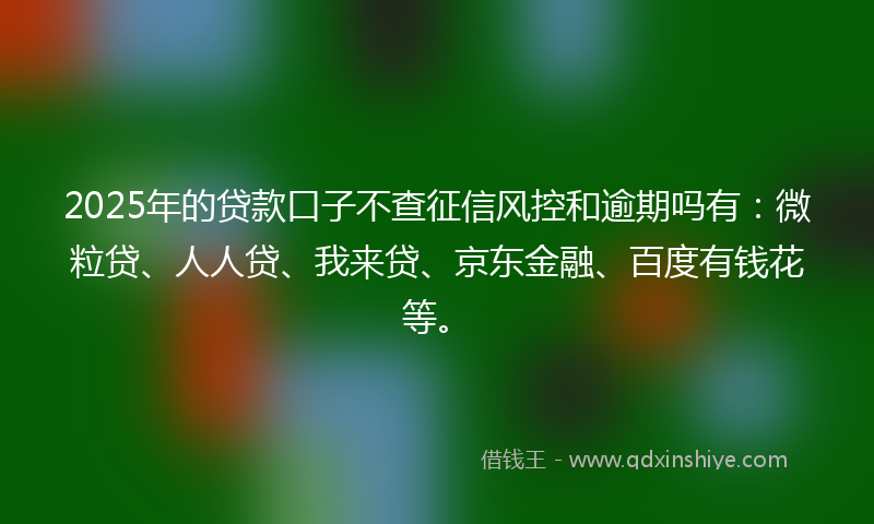 2025年的贷款口子不查征信风控和逾期吗有：微粒贷、人人贷、我来贷、京东金融、百度有钱花等。