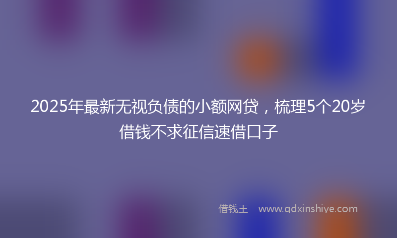 2025年最新无视负债的小额网贷，梳理5个20岁借钱不求征信速借口子