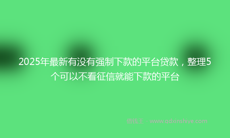 2025年最新有没有强制下款的平台贷款，整理5个可以不看征信就能下款的平台