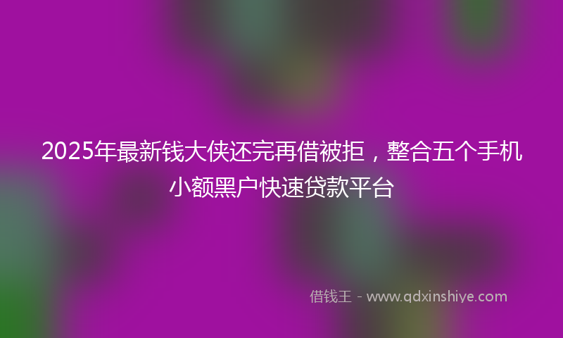 2025年最新钱大侠还完再借被拒，整合五个手机小额黑户快速贷款平台