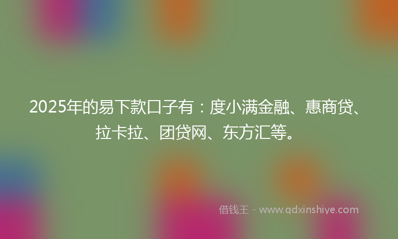 2025年的易下款口子有：度小满金融、惠商贷、拉卡拉、团贷网、东方汇等。