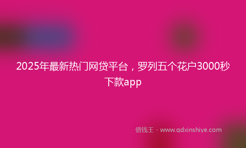 2025年最新热门网贷平台，罗列五个花户3000秒下款app