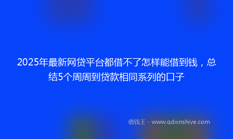 2025年最新网贷平台都借不了怎样能借到钱，总结5个周周到贷款相同系列的口子
