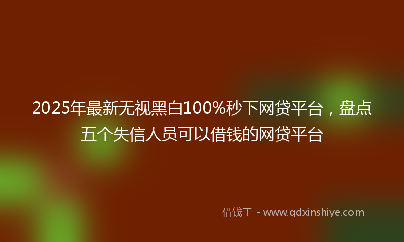 2025年最新无视黑白100%秒下网贷平台，盘点五个失信人员可以借钱的网贷平台