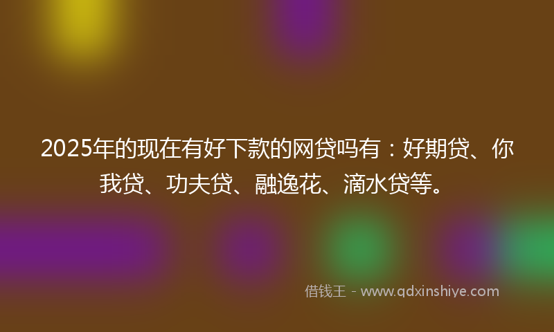 2025年的现在有好下款的网贷吗有：好期贷、你我贷、功夫贷、融逸花、滴水贷等。