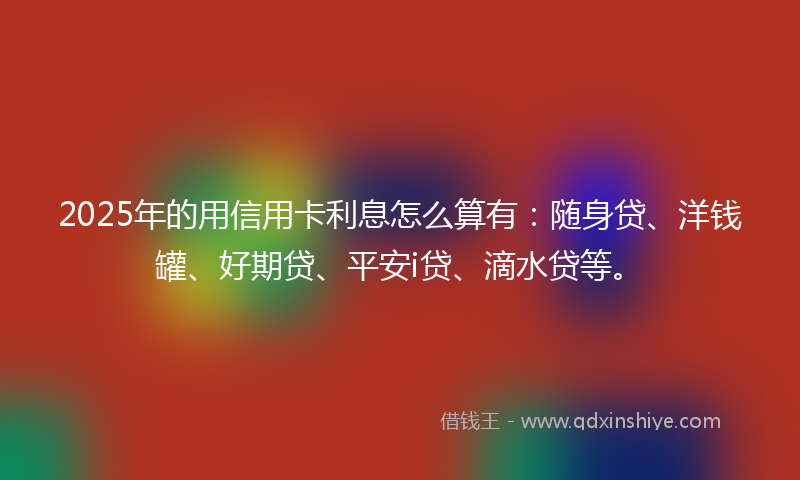 2025年的用信用卡利息怎么算有：随身贷、洋钱罐、好期贷、平安i贷、滴水贷等。