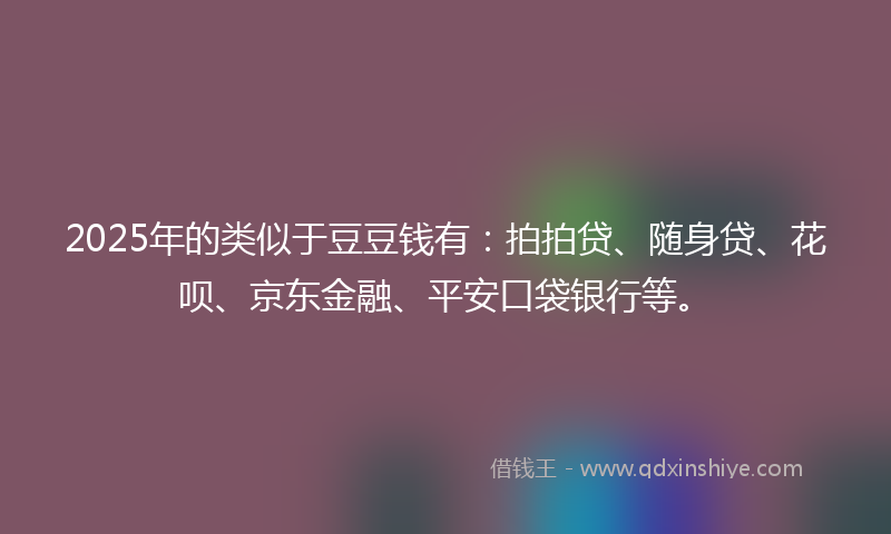 2025年的类似于豆豆钱有：拍拍贷、随身贷、花呗、京东金融、平安口袋银行等。