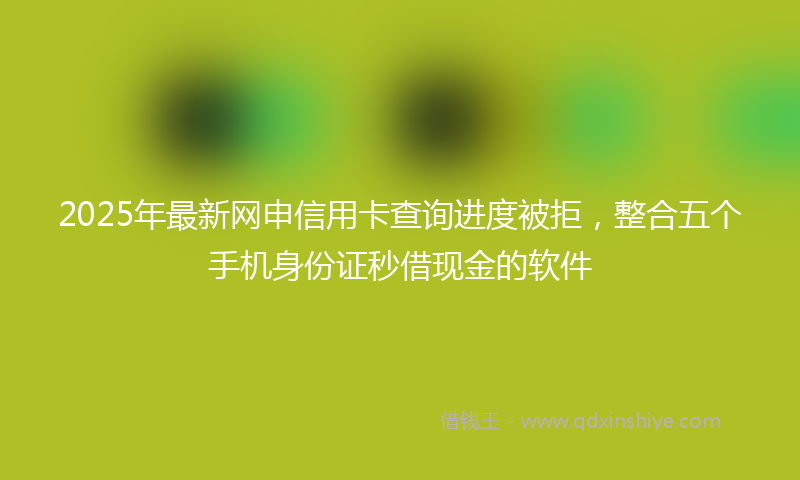 2025年最新网申信用卡查询进度被拒，整合五个手机身份证秒借现金的软件