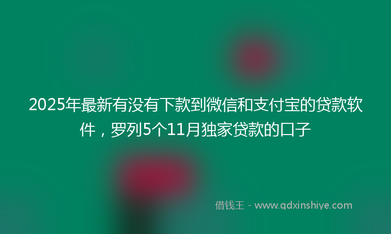 2025年最新有没有下款到微信和支付宝的贷款软件，罗列5个11月独家贷款的口子