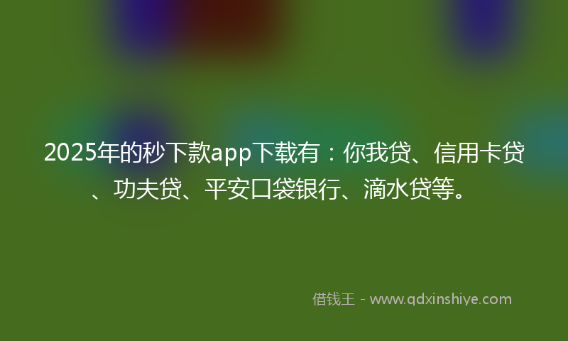 2025年的秒下款app下载有：你我贷、信用卡贷、功夫贷、平安口袋银行、滴水贷等。